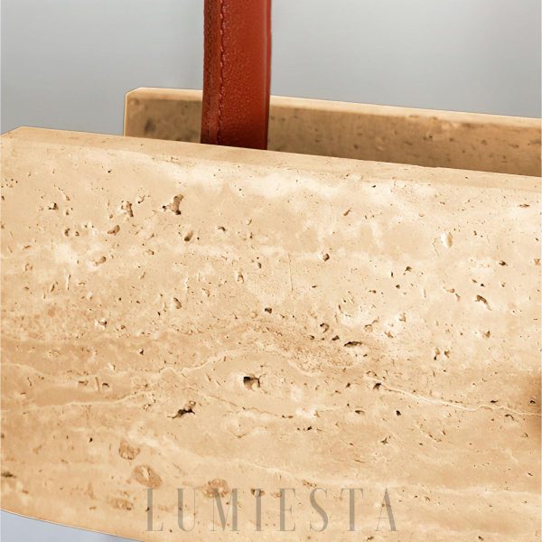 Lampa wisząca podłużna z naturalnego trawertynu, 120cm, idealna do jadalni nad stół