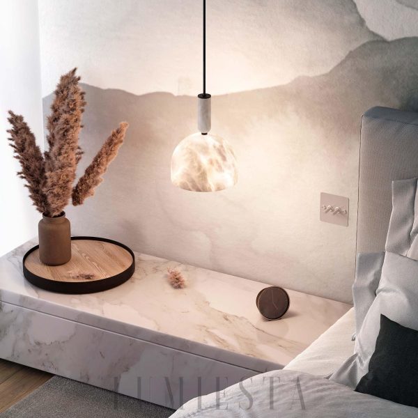 Blair - Lampa wisząca z alabastru w białym kolorze, Ø 20cm