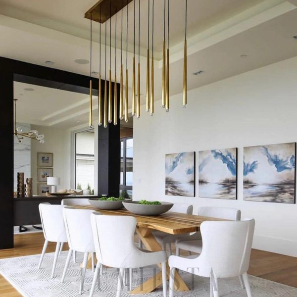 Anelo - Lampa wisząca mosiężna z kryształami 10-ramienna