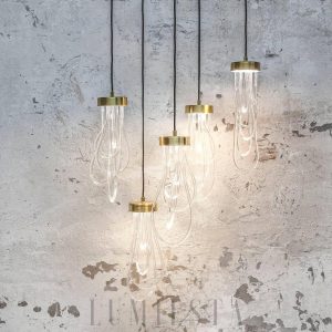 Nowoczesna złota lampa wisząca Ośmiornica 15×40 cm