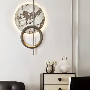 Elegancka lampa ścienna LED marmurowa okrągła 112 cm