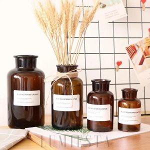 Butelka szklana 250ml brązowa stylowa dekoracja domu