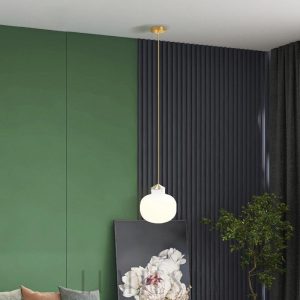 Lampa wisząca Raito 30 cm biała kula szklana