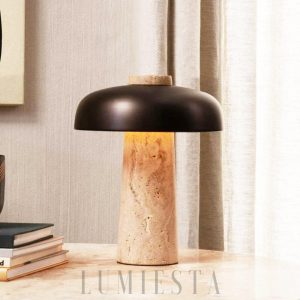 Hermes - Lampa stołowa z travertynu w nowoczesnym stylu czarnożółtym