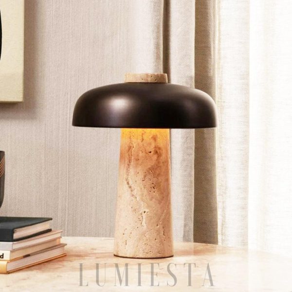 Hermes - Lampa stołowa z travertynu w nowoczesnym stylu czarnożółtym