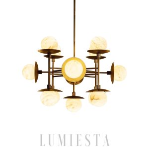 Nowoczesna lampa wisząca Cara 60 cm alabaster/brąz