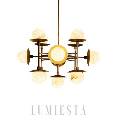 Nowoczesna lampa wisząca Cara 60 cm alabaster/brąz