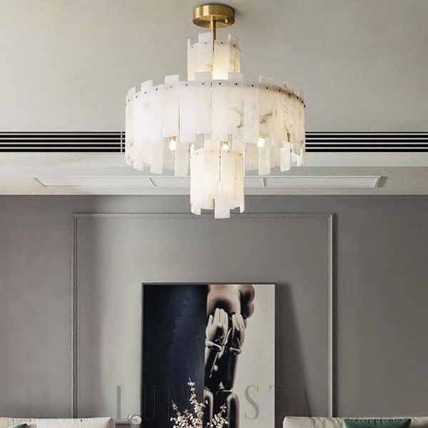 Regina - Żyrandol okrągły Alabaster, mosiądz 60/80/100 cm