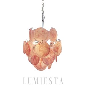 Lampa sufitowa Murano Vintage 45 cm, różowy żyrandol