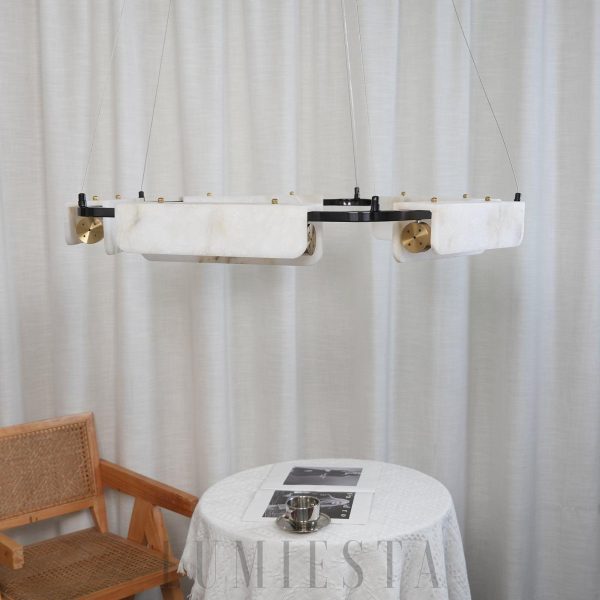 Lampa wisząca Delia alabastrowa 60/90cm czarno-biała