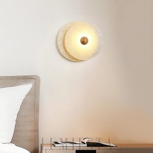 Aurora - Okrągła lampa ścienna travertynowa 33 cm