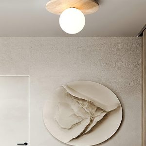 Tanner Disc - Beżowa lampa sufitowa  z travertynu 25cm