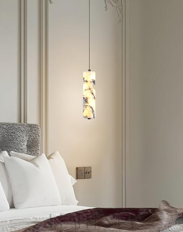 Astra - Marmurowa lampa sufitowa cylinder 6x28cm biało czarna