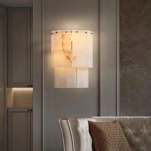 Corsair - Lampa ścienna z marmurowymi panelami złota