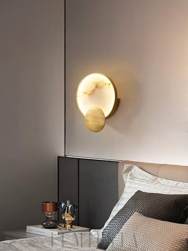 Matterhorn - Nowoczesny kinkiet z marmuru, złoto-biały, Ø22 cm