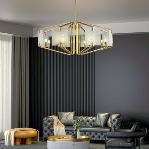 Luksusowy żyrandol alabastrowy w stylu nowoczesnym Mosiądz