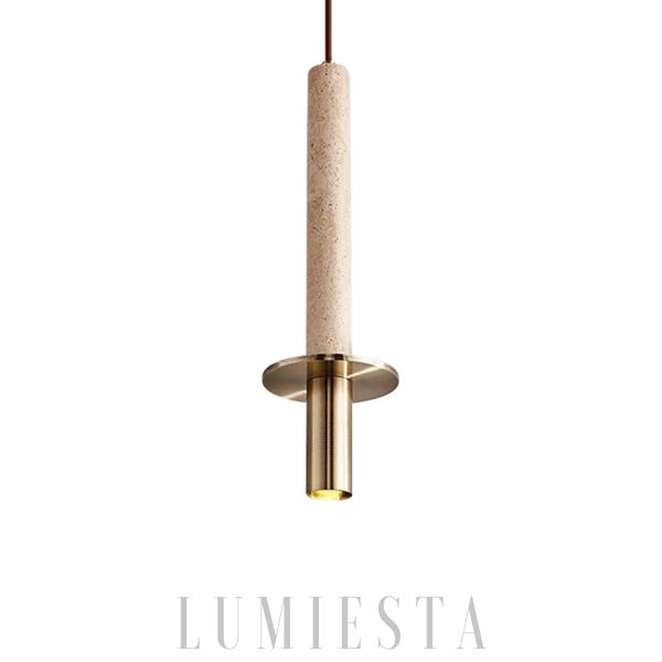 Kendal - Wisząca lampa z trawertynu — ciepłe/zimne światło