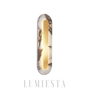 Elegancki kinkiet marmurowy owalny biały złoty LED