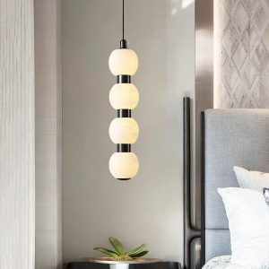 Nowoczesna lampa wisząca Orbique alabastrowe kule 8 kul