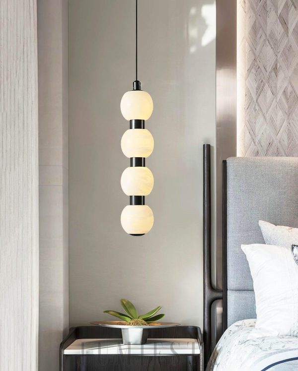 Nowoczesna lampa wisząca Orbique alabastrowe kule 8 kul