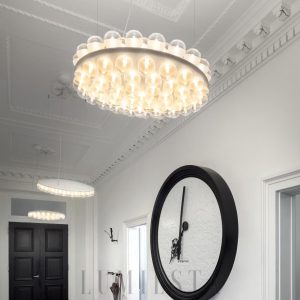 Lampa wisząca okrągła z podświetleniem LED w białym kolorze