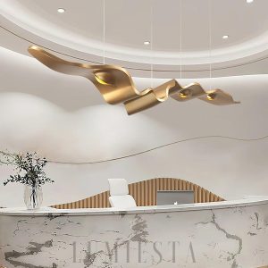 wm_3239651419521939792.jpg Ribbon - Złoty żyrandol nowoczesny falisty