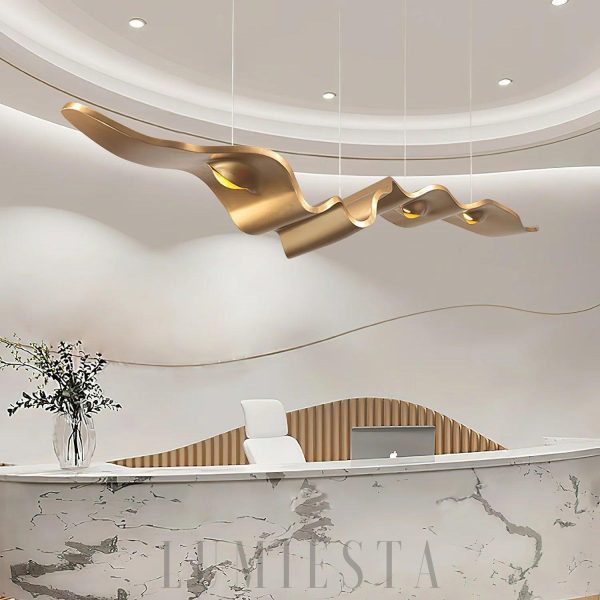 wm_3239651419521939792.jpg Ribbon - Złoty żyrandol nowoczesny falisty