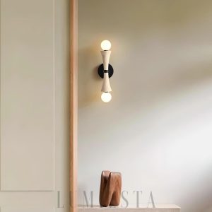 Luksusowy kinkiet klepsydra z trawertynu, beżowo-czarna, 44cm, 2-punktowy