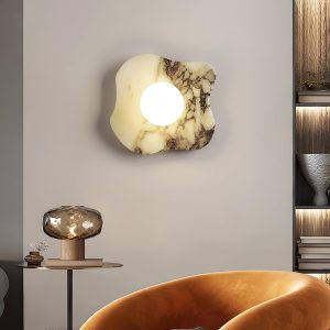 Marmurowa nieregularna lampa ścienna Biały 24cm 23cm