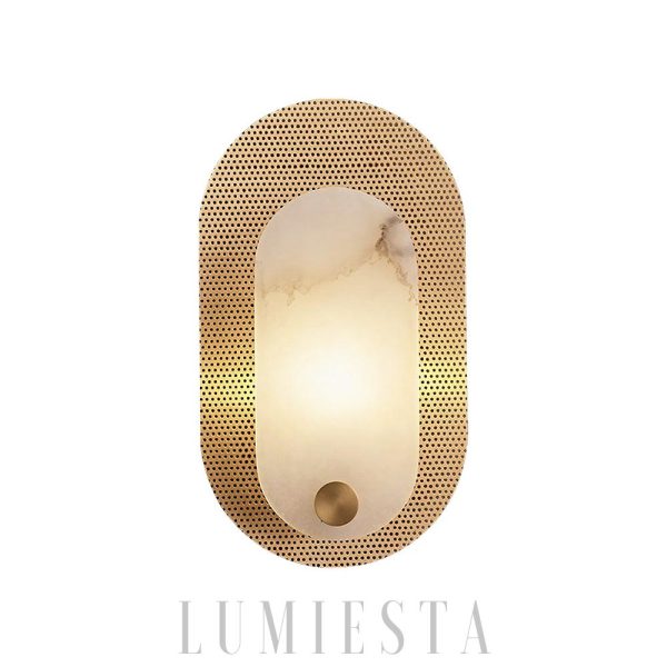 Harlan - Nowoczesna lampa ścienna alabastrowa w mosiądzu