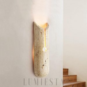 Byzantium - Lampa ścienna cylindryczna beżowa trawertyn 35cm