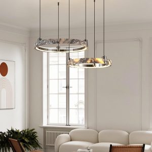 Żyrandol marmurowy okrągły biały czarny średnica 49 65cm