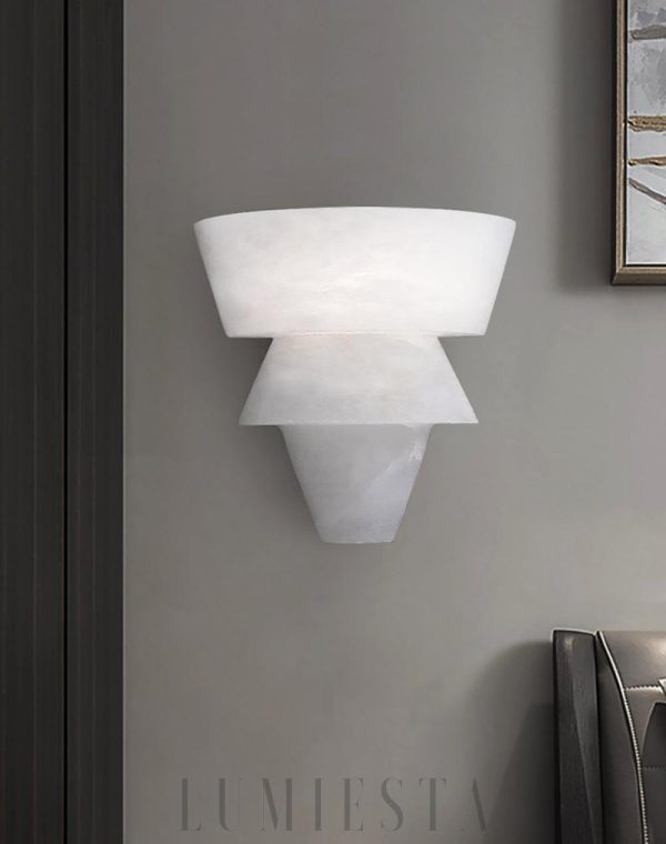 Gobi - Lampa ścienna z alabastru stożkowa, elegancka, kinkiet 23/30cm