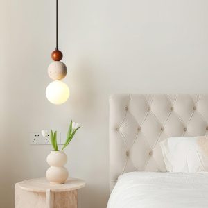 Trawertynowa lampa wisząca totemowa Model A 12cm elegancka