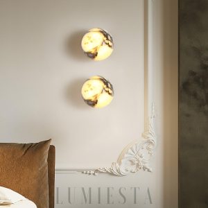 Sferyczny kinkiet marmurowy średnica 12cm biały czarny