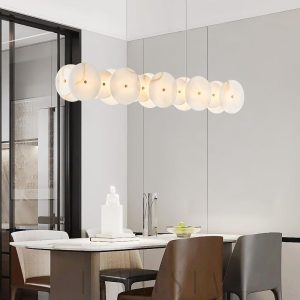 Fitzrovia - Alabastrowa lampa sufitowa 58 cm, ciepłe światło