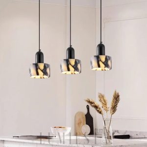 Luksusowa okrągła lampa wisząca z marmuru 12cm 44cm