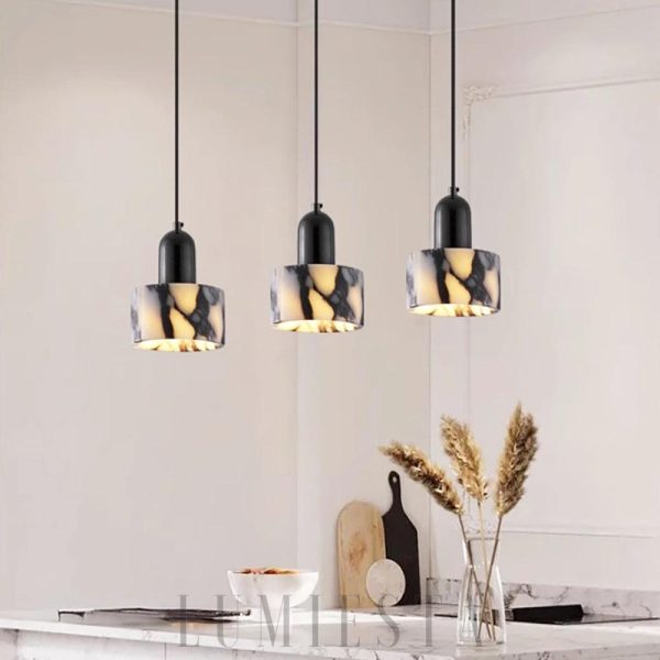 Luksusowa okrągła lampa wisząca z marmuru 12cm 44cm