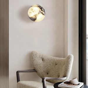 Sferyczny kinkiet marmurowy średnica 12cm biały czarny