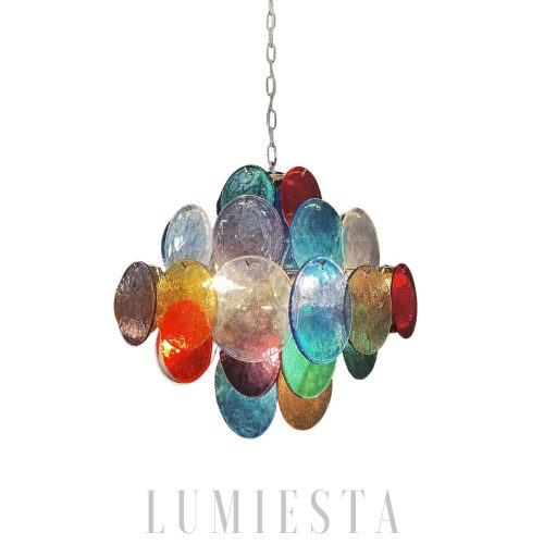 Lampa wisząca Murano vintage 49 cm, kolorowe dyski