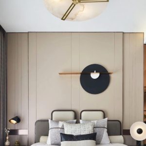 Quito - Nowoczesna lampa sufitowa z alabastru i miedzi