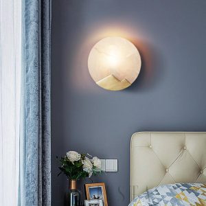 Everest - Mosiężna lampa ścienna, klosz alabastrowy 20/26cm
