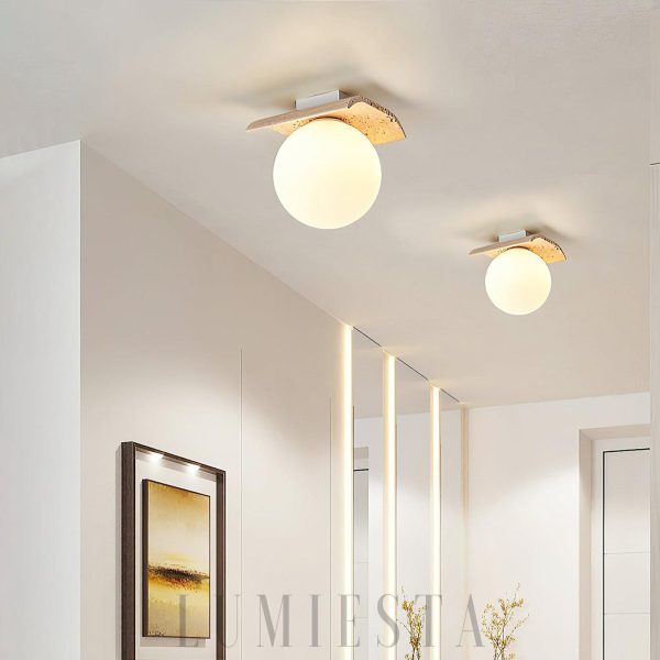 Bianca - Lampa sufitowa naturalny trawertyn, kule nowoczesna, 1/2/3/4/5-puntkowa, beżowa