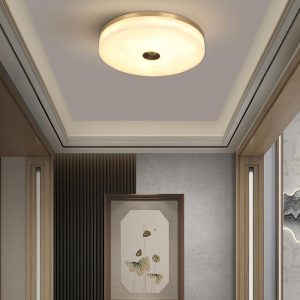 Bilbao - Alabastrowa lampa sufitowa okrągła złoto-biała, plafon Ø 30,40,50,60cm