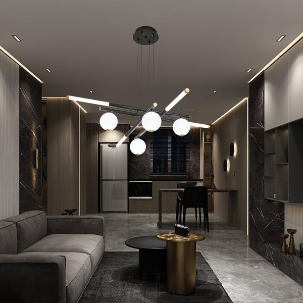 Lampa sufitowa Cellar czarna z pięcioma głowami LED