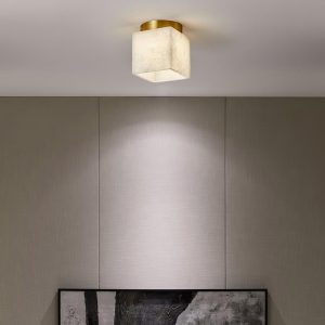 Budnick - Lampa sufitowa kwadratowa w mosiądzu i bieli