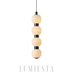 Nowoczesna lampa wisząca Orbique alabastrowe kule 8 kul