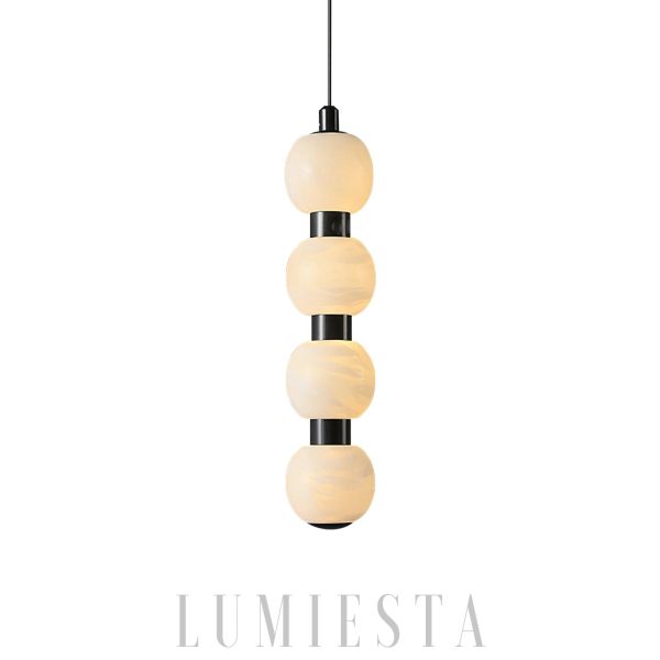 Nowoczesna lampa wisząca Orbique alabastrowe kule 8 kul