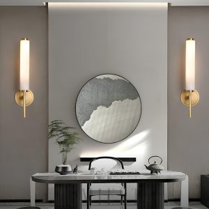 Brindisi - Lampa ścienna Alabaster w stylu świecy biało-złota