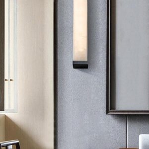 Sumatra - Alabastrowa lampa ścienna, czarna i biała